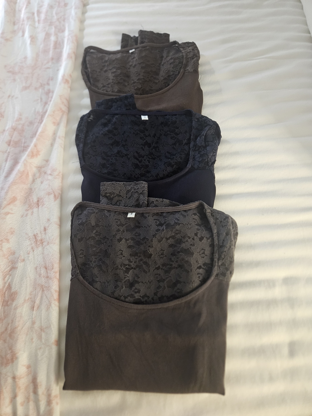 Lace Trim Ribbed Top Bundle